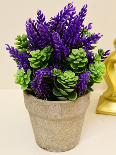 Lavender & White Artificial Succulent (Home & Office Decor) - Image 10