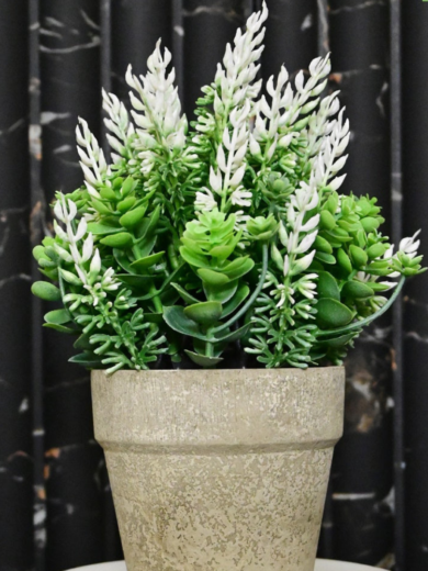Lavender & White Artificial Succulent (Home & Office Decor) - Image 6