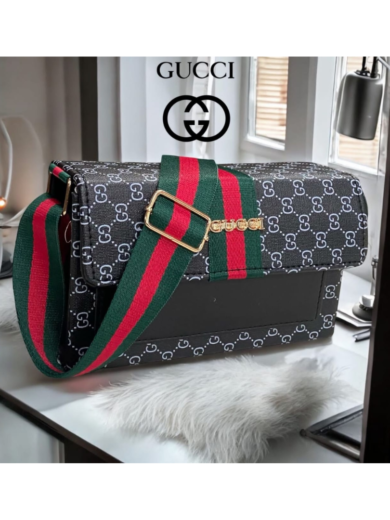 GUCCI Lady Broad Double Belt Sling Purse - Image 10