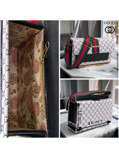 GUCCI Lady Broad Double Belt Sling Purse - Image 9