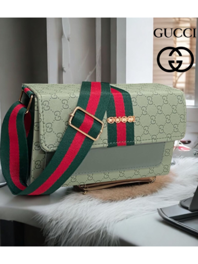 GUCCI Lady Broad Double Belt Sling Purse - Image 5