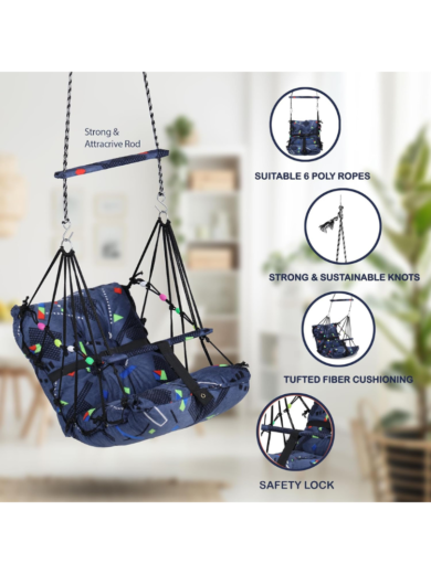 4matic Cotton Baby Swing Chair Hanging Jhula For 6 Month To 5 Years Kid's With 15 Kg Capacity And Safety Belt - Image 4
