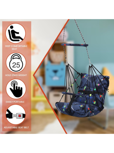4matic Cotton Baby Swing Chair Hanging Jhula For 6 Month To 5 Years Kid's With 15 Kg Capacity And Safety Belt - Image 6