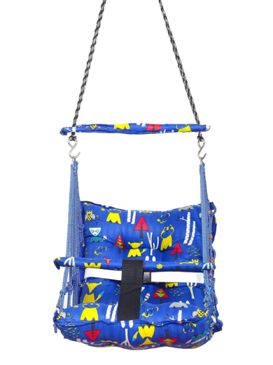 Cotton Baby Swing Chair Hanging Jhula For 1 To 5 Years With Safety Belt Multi Color