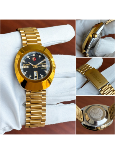 Rado Diastar Watch (Black Dial With Diamond Studded) - Image 3