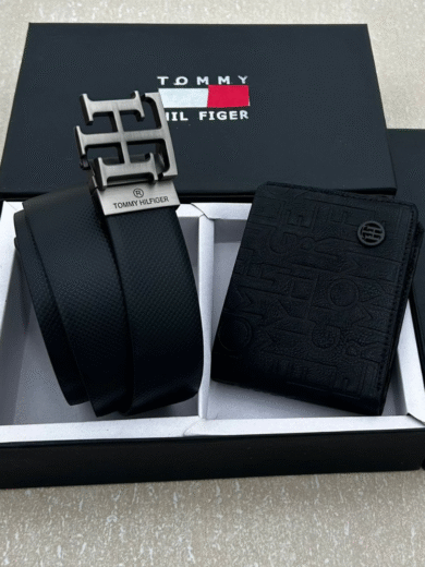 Tommy Hilfiger Belt & Wallet Combo Set for Men – Premium First Copy, Stylish Genuine Leather Finish