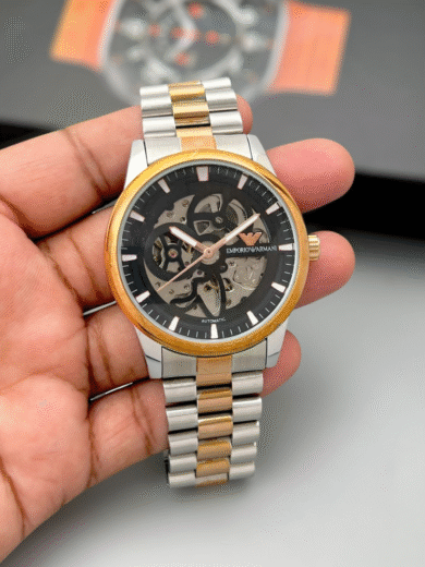 Emporio Armani Men’s Automatic Watch – Skeleton Back Open Glass | Premium First Copy Luxury Timepiece