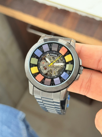 Fossil Grant Skeleton Automatic Watch – Premium First Copy, Transparent Back Open Design for Men