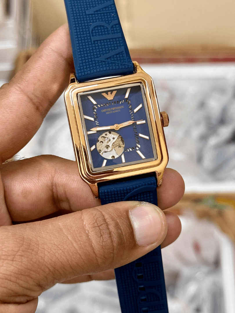 Emporio Armani Blue Skeleton Dial Watch – COD Available - Image 4