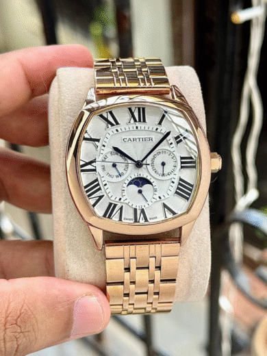 Cartier Drive de Cartier Multifunction Watch – Rose Gold Bracelet, Silver Dial, Roman Numerals, Men’s Luxury - Image 2