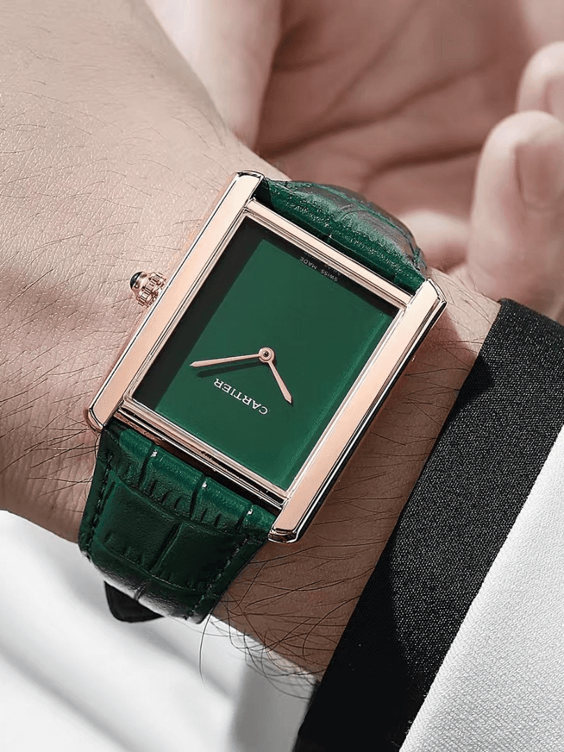 Cartier Tank Green Dial Leather Strap Watch – COD Available - Image 3
