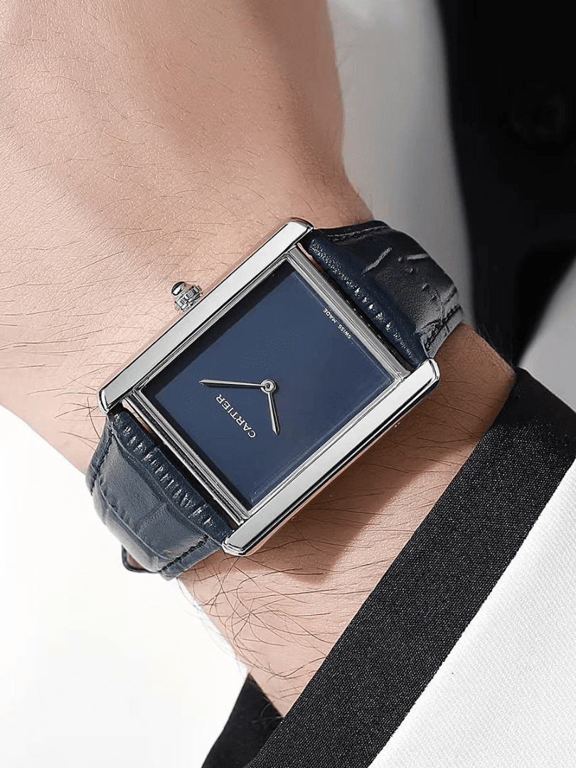 Cartier Tank Blue Dial Leather Strap Watch – COD Available - Image 3