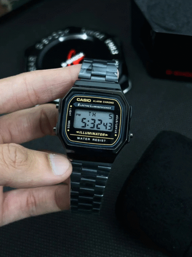 Casio Vintage Black Digital Watch – A168WA-1 Illuminator Steel Strap Men's Classic Japan Design - Image 2