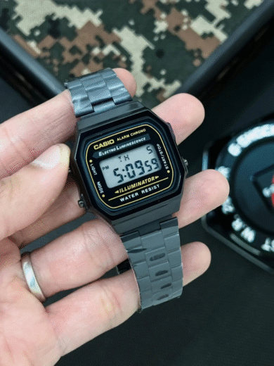 Casio Vintage Black Digital Watch – A168WA-1 Illuminator Steel Strap Men's Classic Japan Design - Image 3