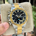 Casio Edifice Chronograph Black Dial Watch – Gold Steel Two-Tone Bracelet Men’s Motorsport-Inspired Design