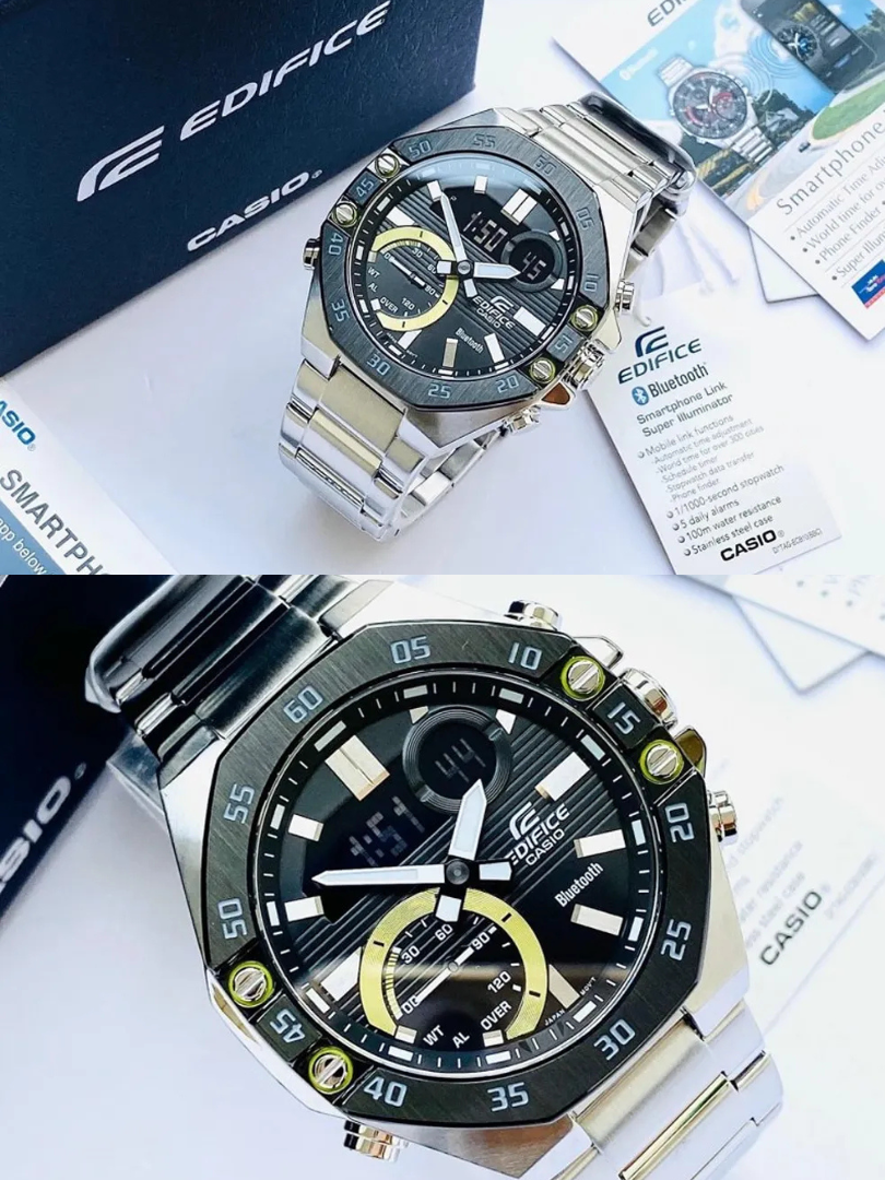 Casio Edifice Bluetooth Chronograph Watch – Black Gold Dial Stainless Steel Bracelet Analog-Digital Sports Men’s Edition - Image 3