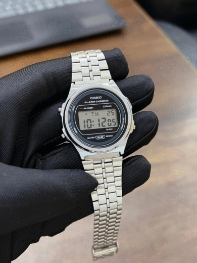 Casio Vintage Digital Alarm Chronograph Watch – Silver Steel Bracelet Classic Men’s LCD Design - Image 2