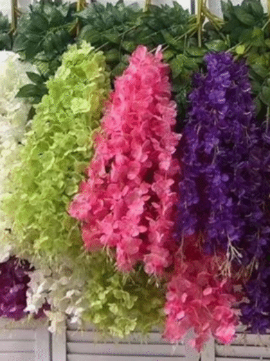 Artificial Wisteria Hanging Flower Garlands – Multi-Color Decorative Faux Vine Strings for Home, Events, Weddings