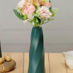 Premium Artificial Flower Bouquet – Pastel Peach & Ivory Faux Bloom Bunch (No Vase Included)