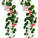 Artificial Hanging Pink Flower Vine Set – Faux Creeper Plants for Wall and Balcony Décor (Pack of 2)