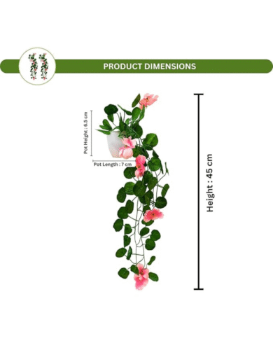 Artificial Hanging Pink Flower Vine Set – Faux Creeper Plants for Wall and Balcony Décor (Pack of 2) - Image 4