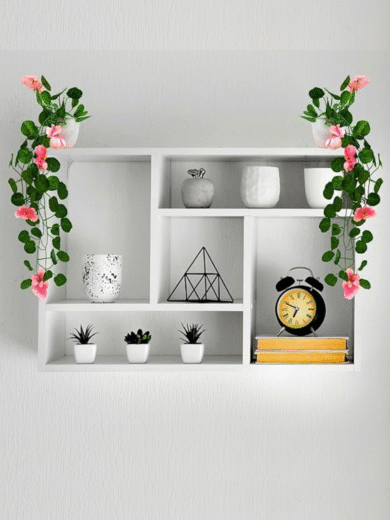 Artificial Hanging Pink Flower Vine Set – Faux Creeper Plants for Wall and Balcony Décor (Pack of 2) - Image 5