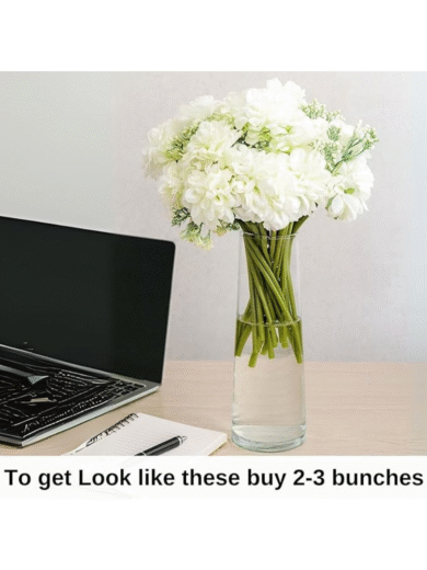 Artificial White Dahlia Bouquet – Faux Flower Bunch for Vase Arrangement & Premium Home Décor - Image 3