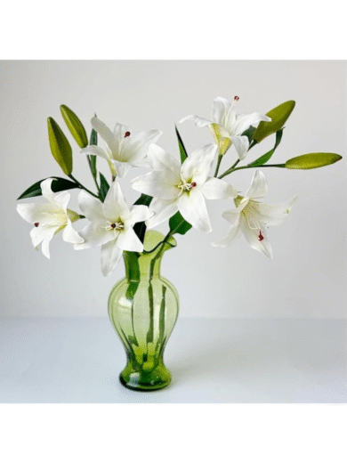 Artificial White Lily Bunch – Faux Premium Lily Flowers for Vase Arrangement, Home & Wedding Décor - Image 2