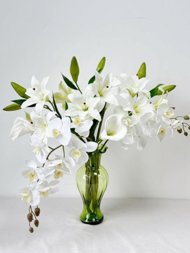 Artificial White Lily Bunch – Faux Premium Lily Flowers for Vase Arrangement, Home & Wedding Décor - Image 3