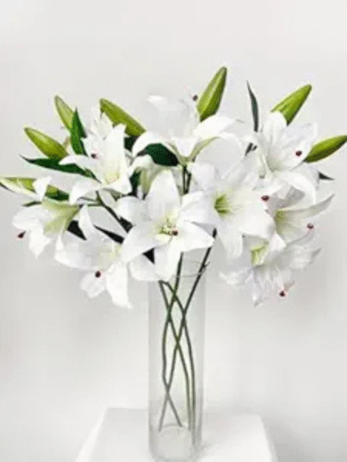 Artificial White Lily Bunch – Faux Premium Lily Flowers for Vase Arrangement, Home & Wedding Décor - Image 5