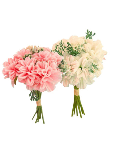Artificial Pink Dahlia Bouquet – Faux Flower Bunch for Vase, Home & Event Decor - Image 2