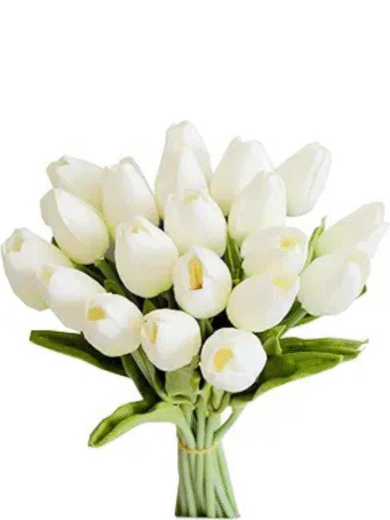 Artificial White Tulip Flowers – Premium Faux Tulip Bouquet for Vase & Home Decor