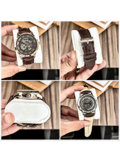 Fossil Townsman Skeleton Automatic Watch – Silver Dial, Brown Leather Strap, Roman Numeral Men’s Luxury - Image 3