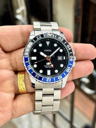 Fossil Sport Diver Stainless Steel Watch – Black Dial, Pepsi Bezel, Date, 100M Water Resistant Men’s - Image 2
