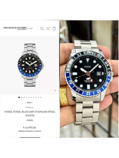 Fossil Sport Diver Stainless Steel Watch – Black Dial, Pepsi Bezel, Date, 100M Water Resistant Men’s - Image 3