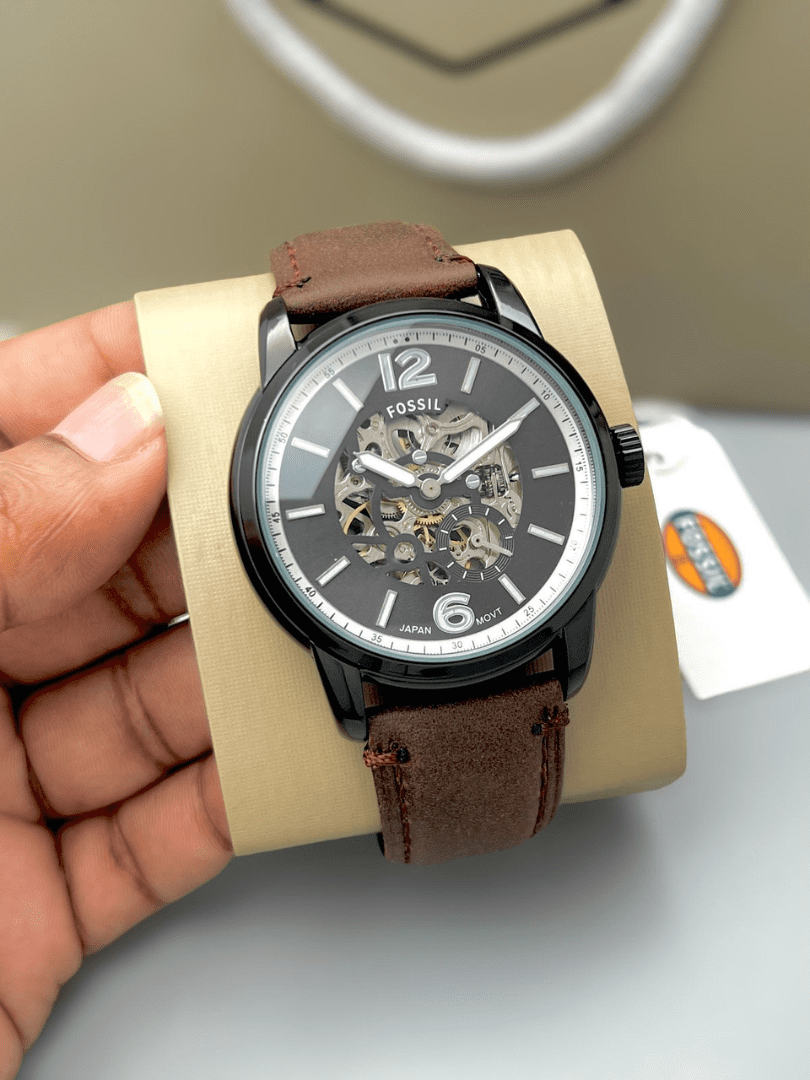 Fossil Grant Skeleton Automatic Rose Gold Brown Watch – COD Available - Image 6