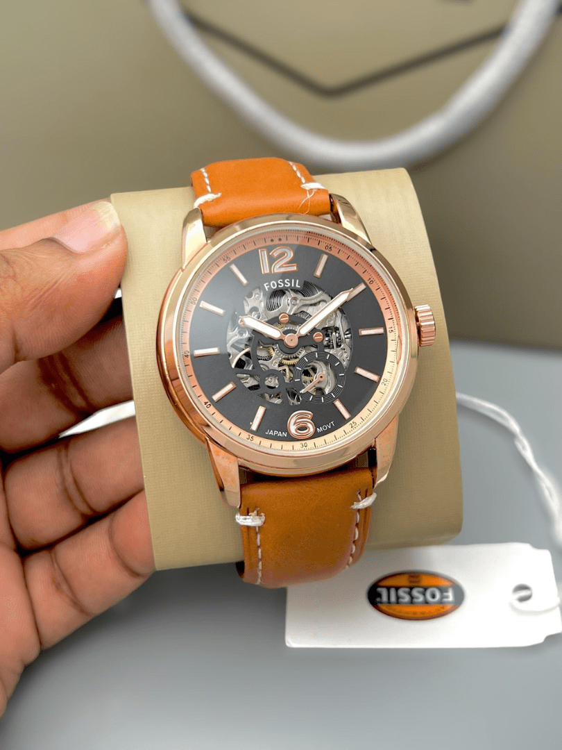 Fossil Grant Skeleton Automatic Rose Gold Brown Watch – COD Available - Image 7