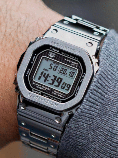 Casio G-Shock Full Metal Bluetooth Solar Watch – Silver Steel, Multi-Band 6, Tough Solar, Men’s Digital Classic