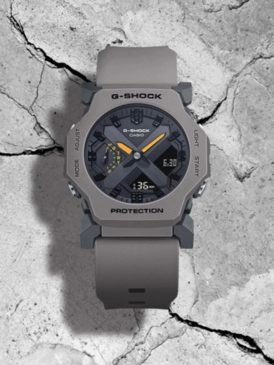 Casio G-Shock GA-2110 Grey Edition – Carbon Core Guard, Analog-Digital, Orange Tips, Men’s Sports Trend