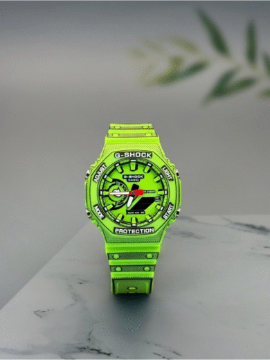 Casio G-Shock GA-2100 Neon Green Watch – Carbon Core Guard, Analog Digital, Vibrant Resin Strap, Men’s Sports Trend