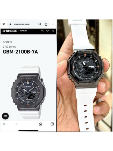 Casio G-Shock GBM-2100 Tough Solar Bluetooth Watch – Black Dial, White Strap, Digital Analog, Men’s Exclusive Tech Series - Image 3