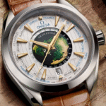 Omega Seamaster Worldtimer Inspired Watch – White Dial, Brown Leather Strap, Multi-City Display, Men’s Travel Collection