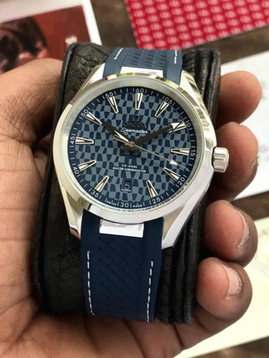 Omega Seamaster Geo Blue Pattern Rubber Strap Watch – COD Available - Image 4