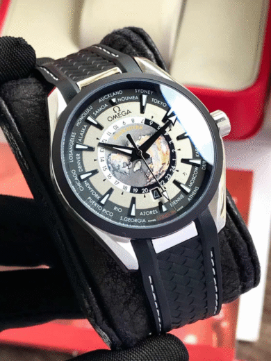 Omega Seamaster Worldtimer Grey Dial Rubber Strap Watch – COD Available - Image 5