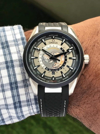 Omega Seamaster Worldtimer Grey Dial Rubber Strap Watch – COD Available - Image 4