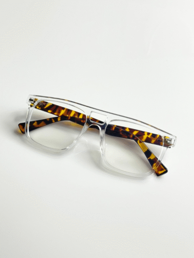 Ray-Ban Style Transparent Frame Glasses With Tortoise Temples – Premium First Copy