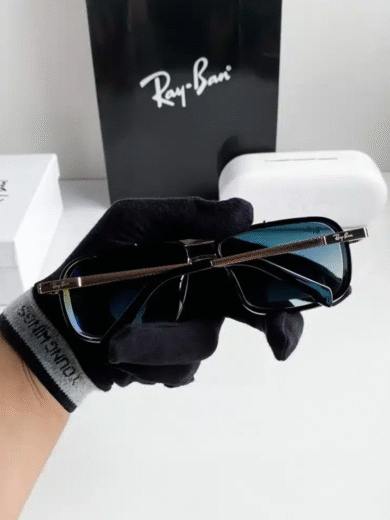 Ray-Ban Square Aviator Sunglasses – Gold Frame with Blue Lens – Premium First Copy - Image 3