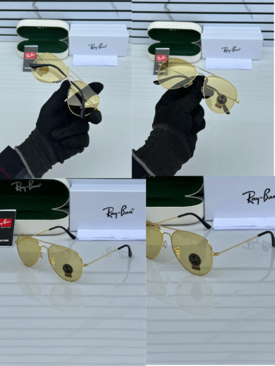 Ray-Ban Aviator Classic Sunglasses – Gold Metal Frame with Yellow Lens - Image 5