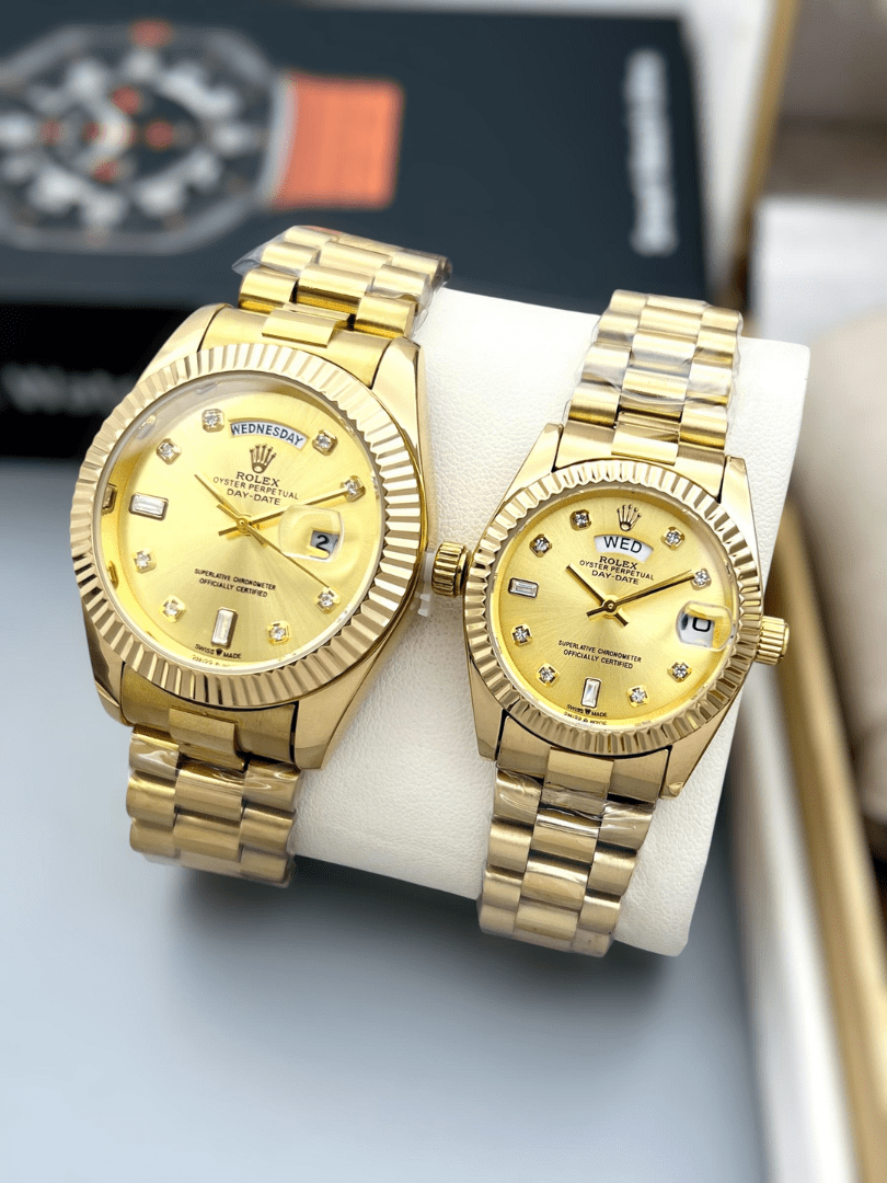 Rolex Day-Date Diamond Dial Couple Watch Set - Image 5