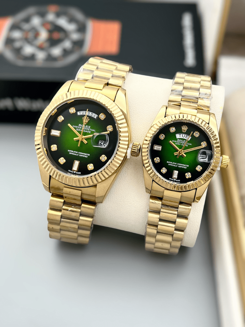 Rolex Day-Date Diamond Dial Couple Watch Set - Image 4